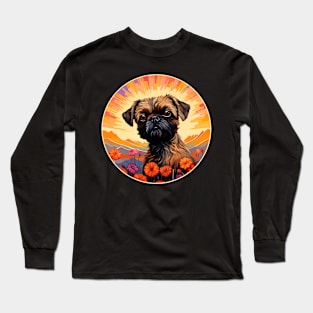 Brussels Griffon Mountain Flower Cute Colorful Puppy Dog Long Sleeve T-Shirt